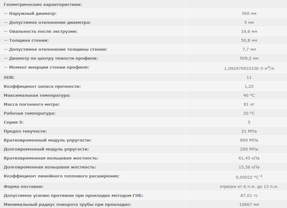 труба полиэтиленовая ПНД 560 мм SDR 11